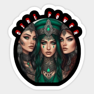 Girl power in green Sticker